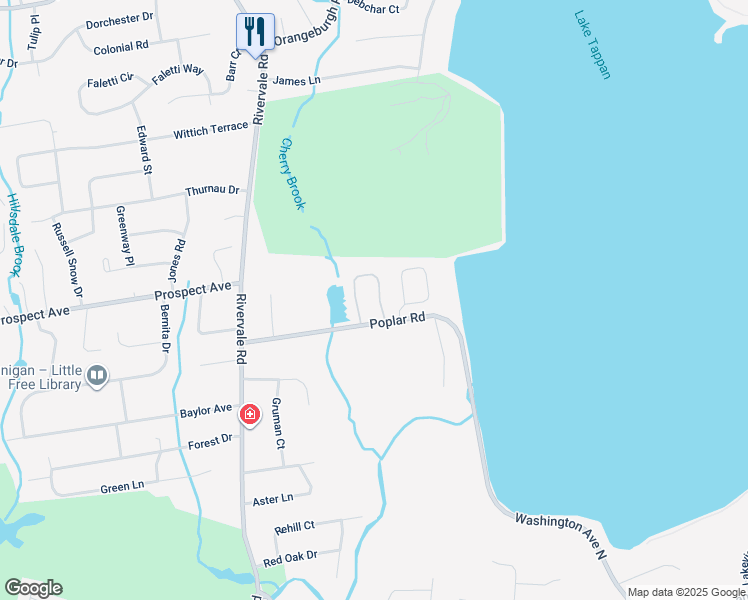 map of restaurants, bars, coffee shops, grocery stores, and more near 19 Pine Lake Terrace in Westwood