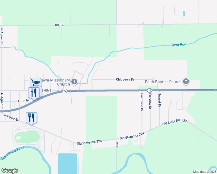 map of restaurants, bars, coffee shops, grocery stores, and more near 4037 East Main Street in Ottawa