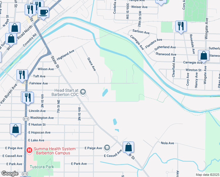 map of restaurants, bars, coffee shops, grocery stores, and more near 790 Fairview Avenue in Barberton