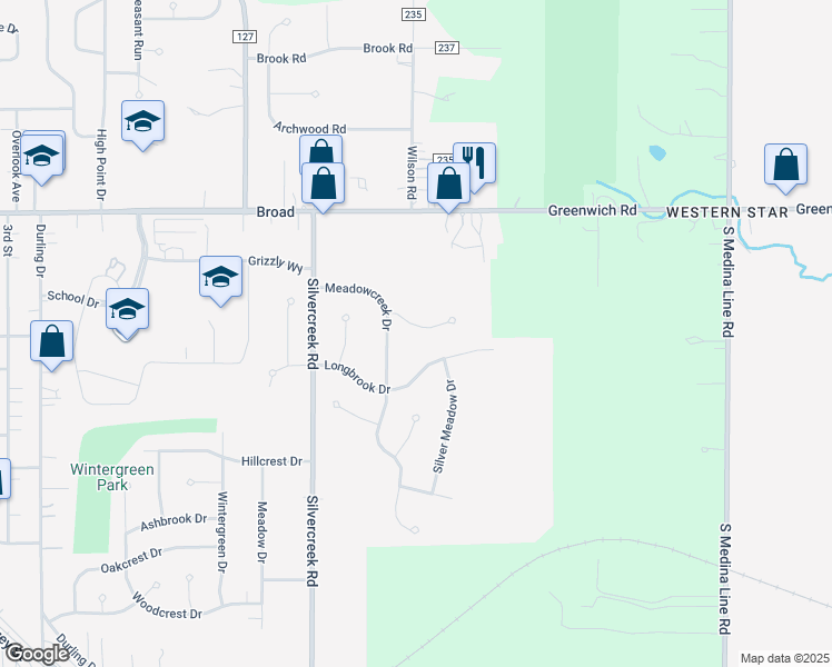 map of restaurants, bars, coffee shops, grocery stores, and more near 911 Devonwood Drive in Wadsworth