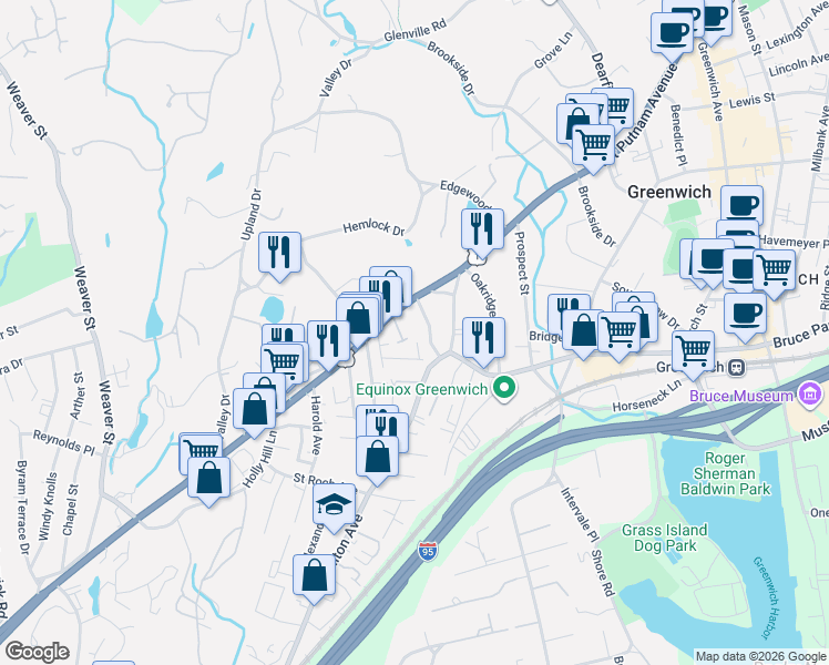 map of restaurants, bars, coffee shops, grocery stores, and more near 20 Livingston Place in Greenwich