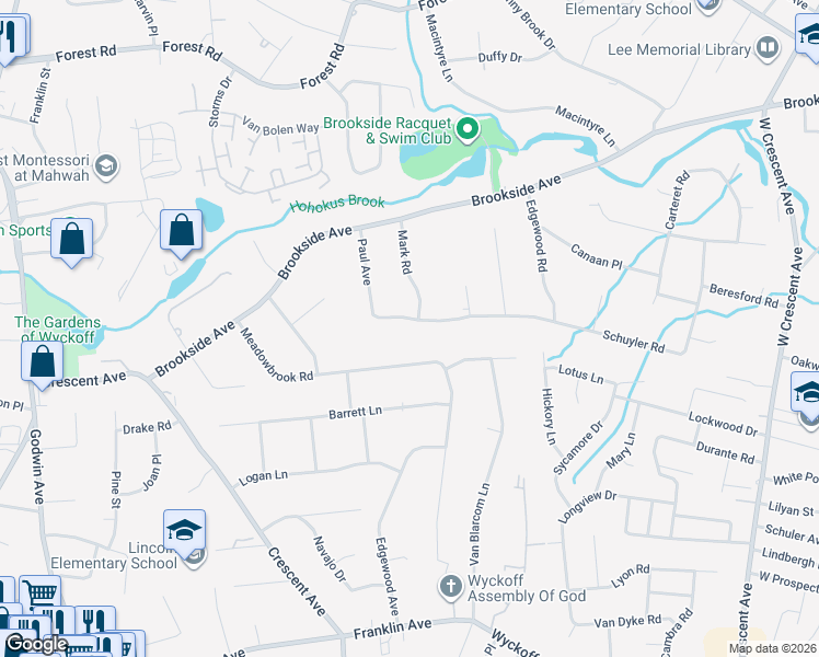 map of restaurants, bars, coffee shops, grocery stores, and more near 402 Paul Avenue in Allendale