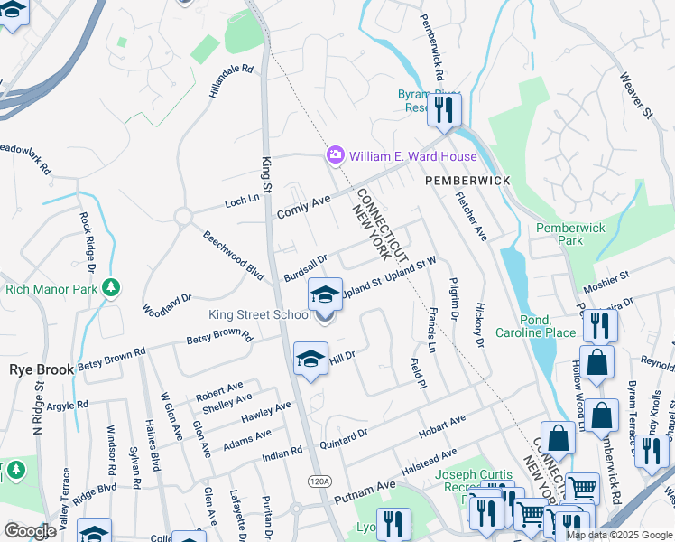 map of restaurants, bars, coffee shops, grocery stores, and more near 3 Fairhaven Lane in Port Chester