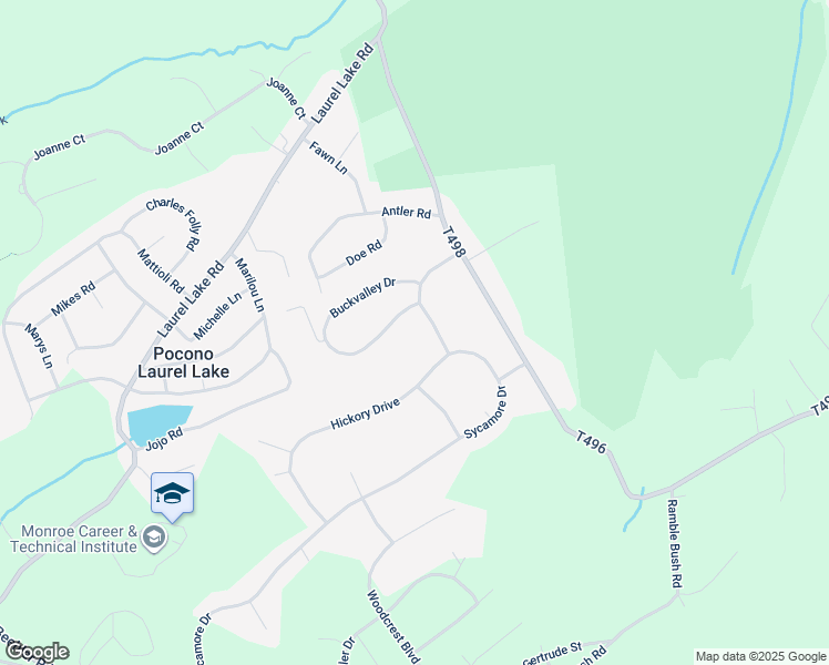 map of restaurants, bars, coffee shops, grocery stores, and more near 4613 Buck Valley Circle in East Stroudsburg