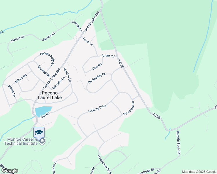 map of restaurants, bars, coffee shops, grocery stores, and more near 4613 Buck Valley Circle in East Stroudsburg