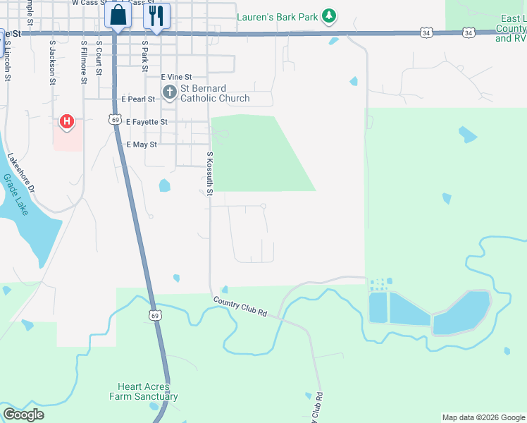 map of restaurants, bars, coffee shops, grocery stores, and more near 409 Putter Ridge Place in Osceola