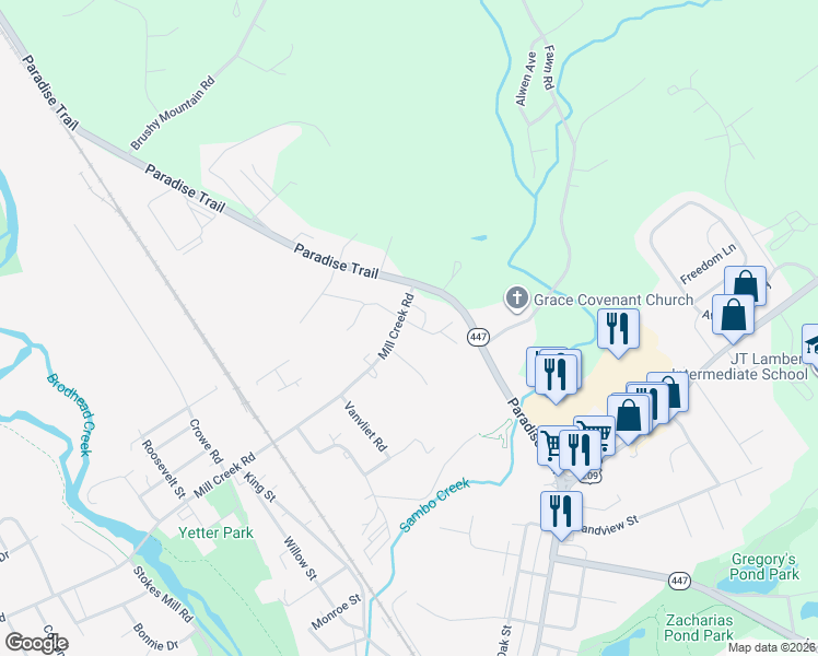 map of restaurants, bars, coffee shops, grocery stores, and more near 103 Wolbert Farm Road in East Stroudsburg