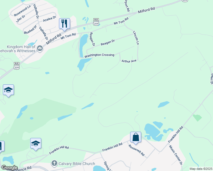 map of restaurants, bars, coffee shops, grocery stores, and more near 965 McKinley Way in East Stroudsburg
