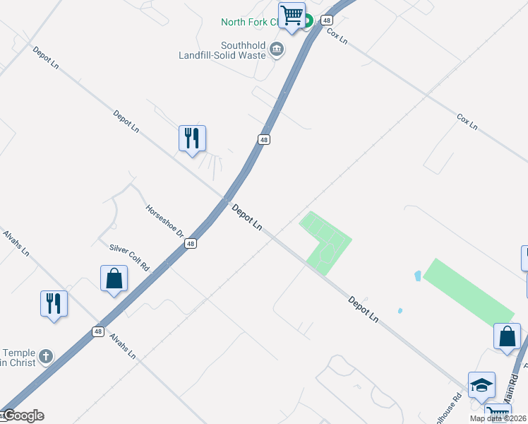 map of restaurants, bars, coffee shops, grocery stores, and more near 4880 Depot Lane in Cutchogue