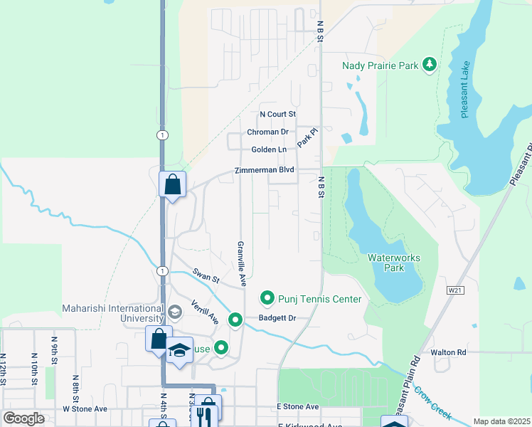 map of restaurants, bars, coffee shops, grocery stores, and more near 1096 Guild Drive in Fairfield