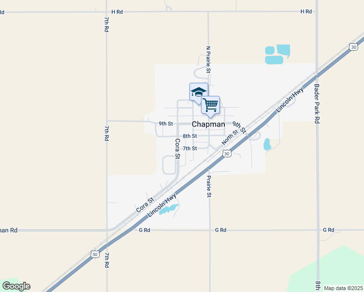 map of restaurants, bars, coffee shops, grocery stores, and more near Cady Street in Chapman