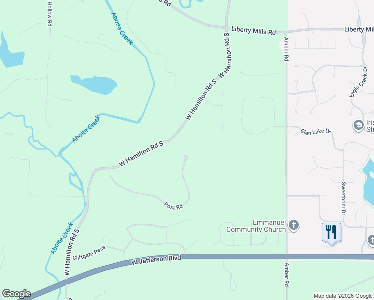 map of restaurants, bars, coffee shops, grocery stores, and more near 6424 Post Rd in Fort Wayne