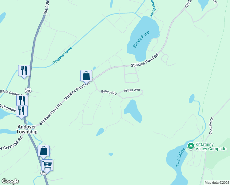 map of restaurants, bars, coffee shops, grocery stores, and more near 15 Bernard Drive in Newton