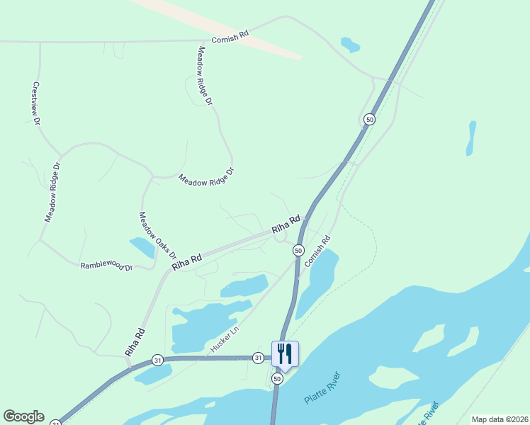 map of restaurants, bars, coffee shops, grocery stores, and more near 15440 Riha Road in Springfield