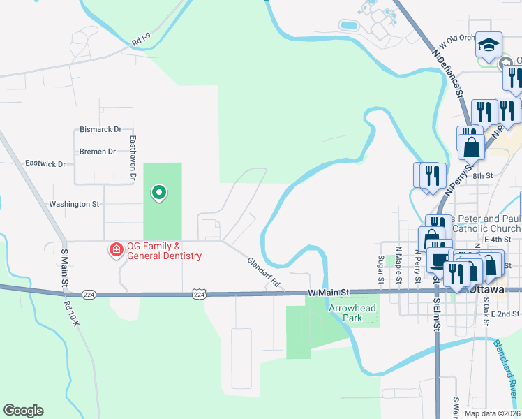 map of restaurants, bars, coffee shops, grocery stores, and more near 100 Riverview Drive in Ottawa