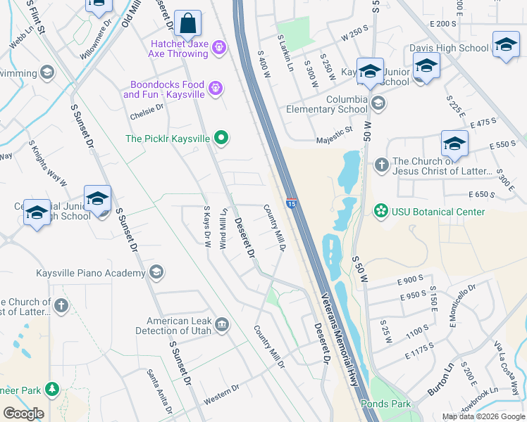 map of restaurants, bars, coffee shops, grocery stores, and more near 442 Country Mill Drive in Kaysville