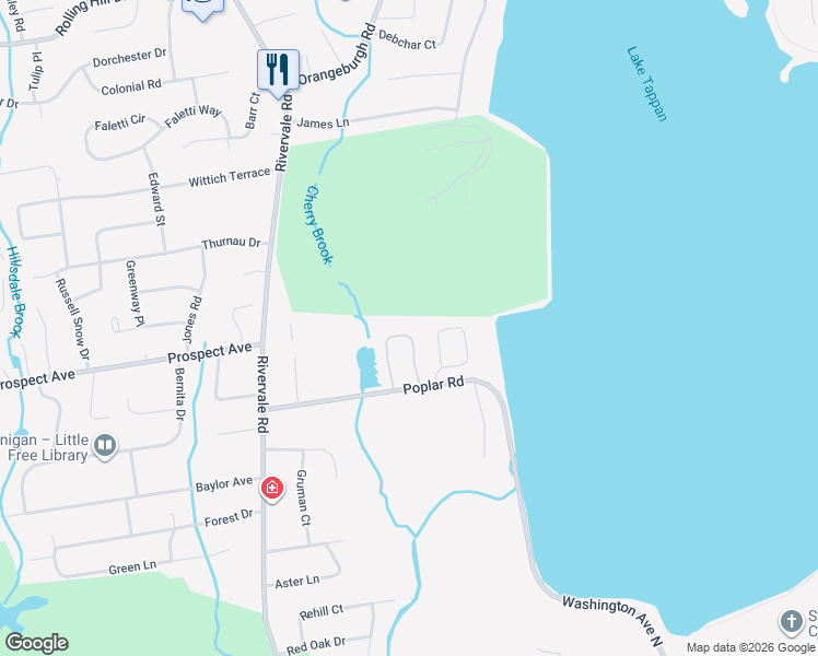 map of restaurants, bars, coffee shops, grocery stores, and more near 38 Pine Lake Terrace in Westwood