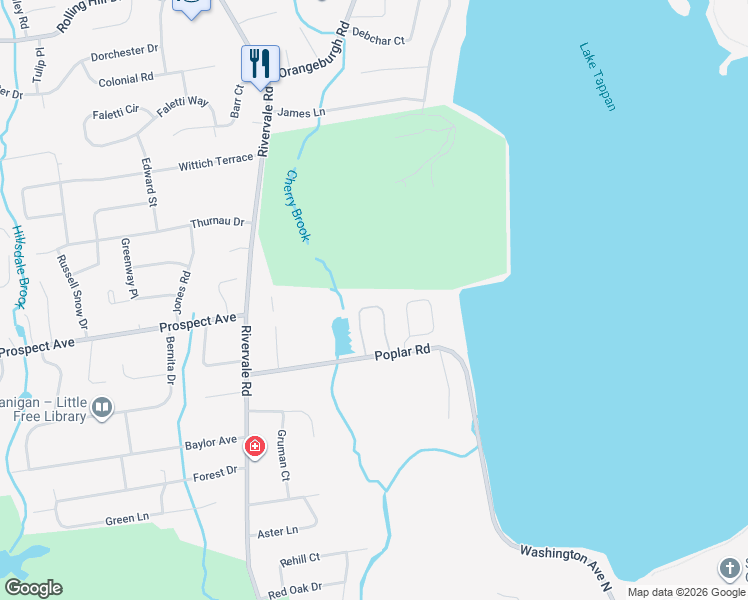 map of restaurants, bars, coffee shops, grocery stores, and more near 38 Pine Lake Terrace in Westwood