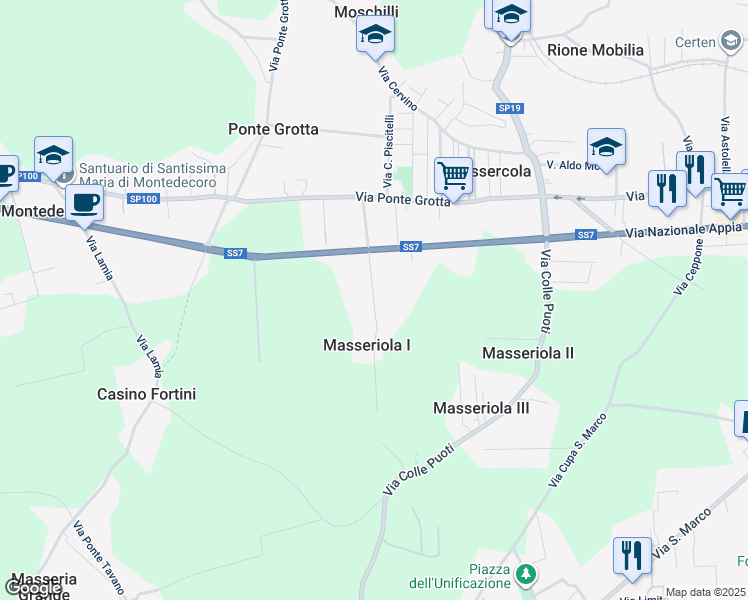 map of restaurants, bars, coffee shops, grocery stores, and more near 7 Via Mastrilli in Provincia di Caserta