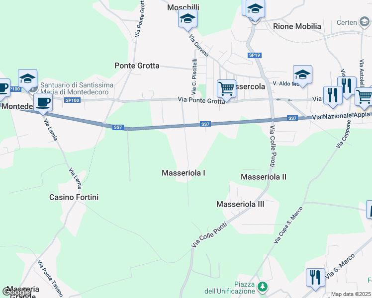 map of restaurants, bars, coffee shops, grocery stores, and more near 7 Via Mastrilli in Provincia di Caserta