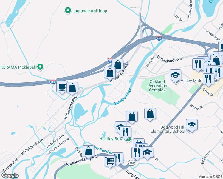map of restaurants, bars, coffee shops, grocery stores, and more near 30 Park Drive in Oakland