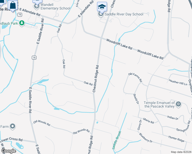 map of restaurants, bars, coffee shops, grocery stores, and more near 97 Chestnut Ridge Road in Saddle River