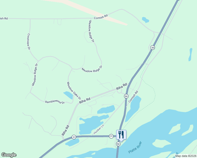 map of restaurants, bars, coffee shops, grocery stores, and more near 15701 Meadow Ridge Drive in Springfield