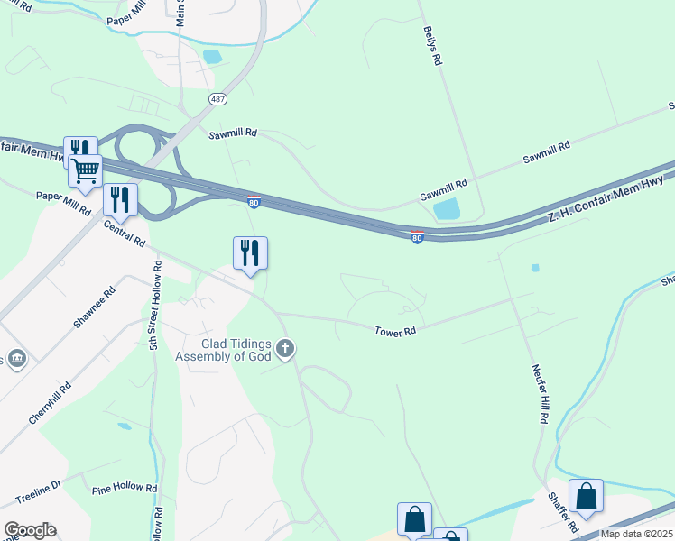 map of restaurants, bars, coffee shops, grocery stores, and more near 13000 Cub Circle in Bloomsburg
