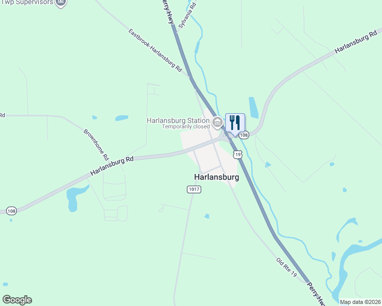 map of restaurants, bars, coffee shops, grocery stores, and more near 3831 Harlansburg Road in New Castle
