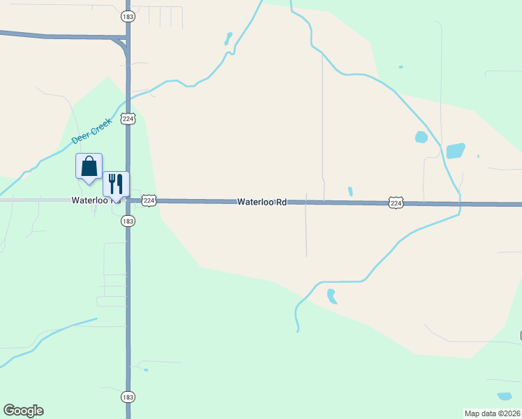 map of restaurants, bars, coffee shops, grocery stores, and more near 6964 Waterloo Road in Atwater