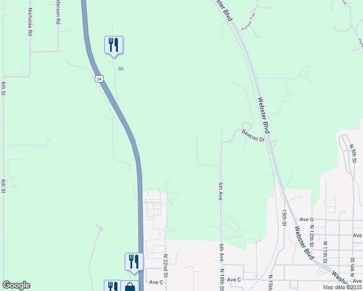 map of restaurants, bars, coffee shops, grocery stores, and more near 17406 5th Avenue in Plattsmouth