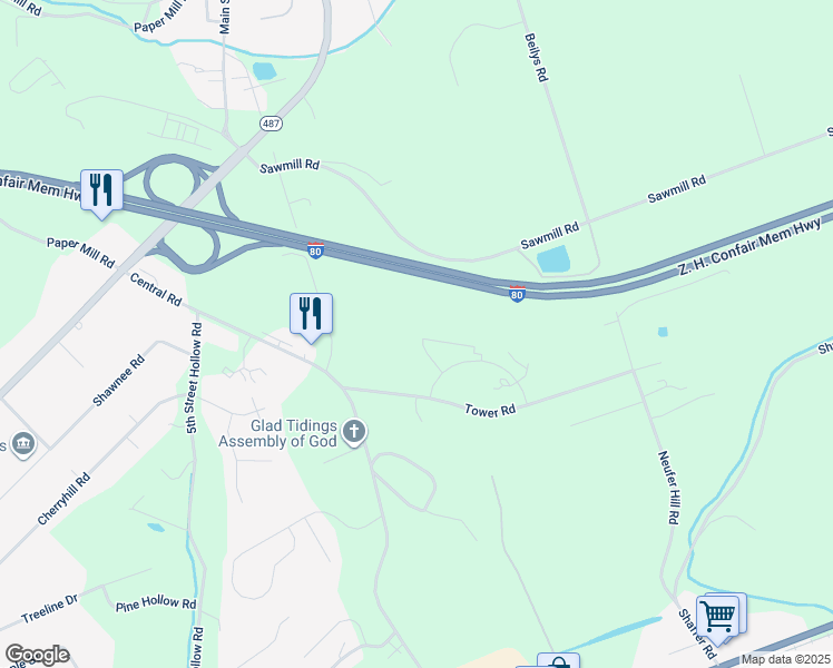 map of restaurants, bars, coffee shops, grocery stores, and more near 13000 Cub Circle in Bloomsburg