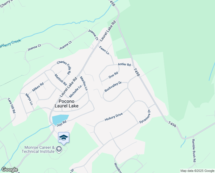 map of restaurants, bars, coffee shops, grocery stores, and more near 4671 Buck Valley Circle in East Stroudsburg