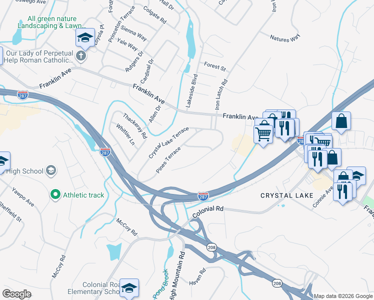 map of restaurants, bars, coffee shops, grocery stores, and more near 873 Roberts Court in Franklin Lakes
