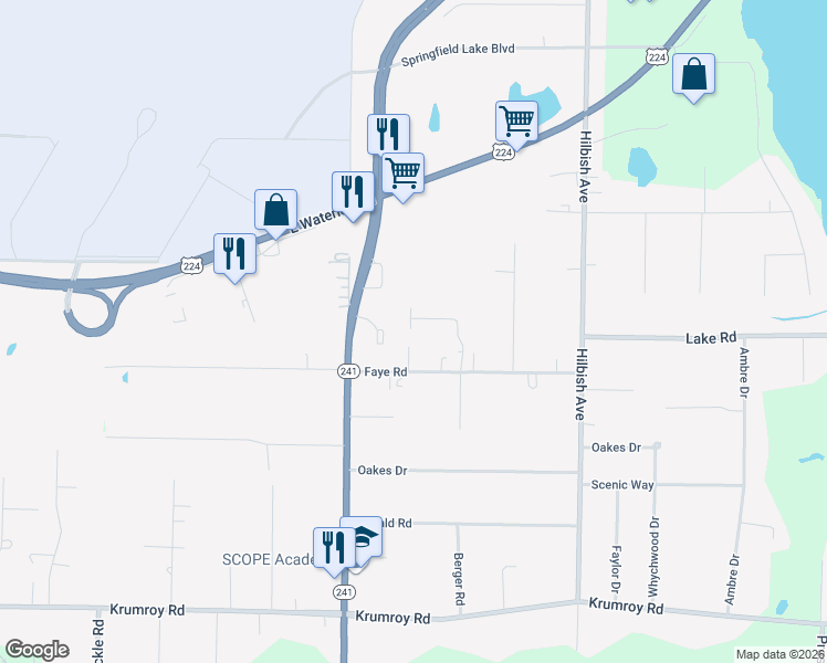 map of restaurants, bars, coffee shops, grocery stores, and more near 1320 Doty Drive in Akron