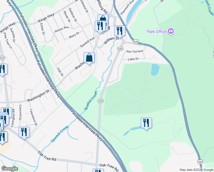 map of restaurants, bars, coffee shops, grocery stores, and more near 595 New York 340 in Sparkill