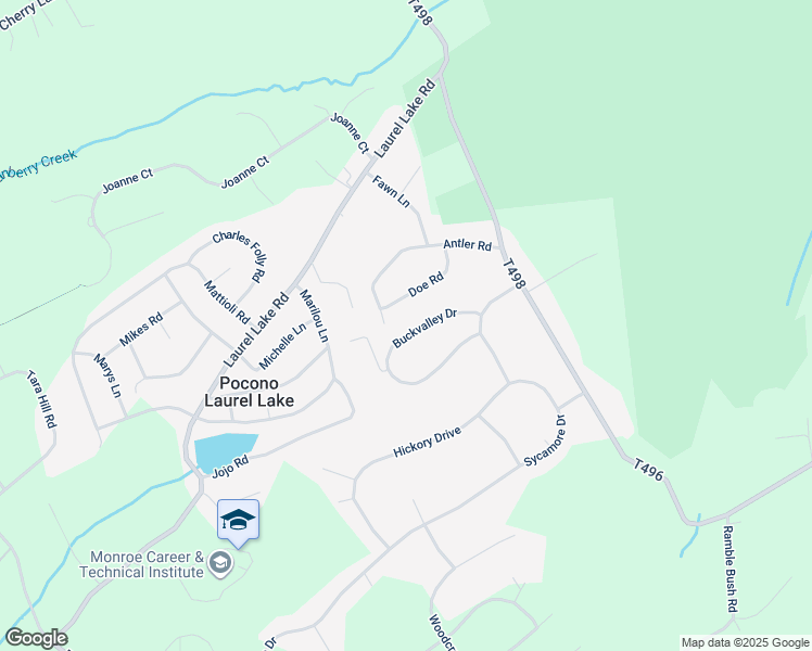map of restaurants, bars, coffee shops, grocery stores, and more near 4671 Buck Valley Circle in East Stroudsburg