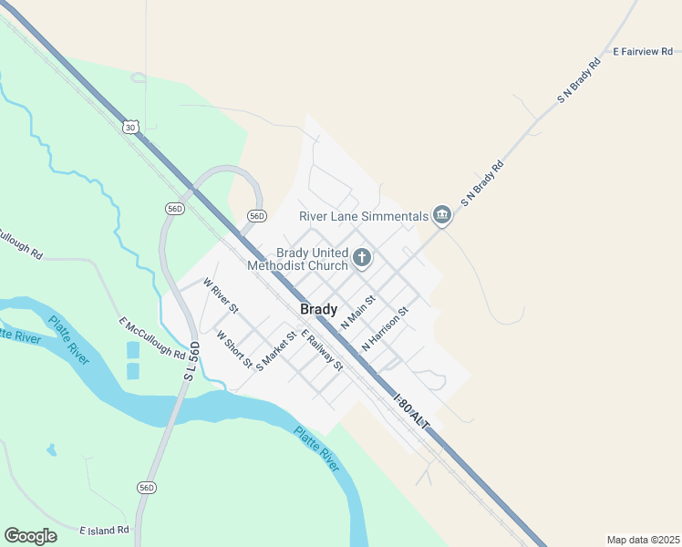 map of restaurants, bars, coffee shops, grocery stores, and more near 212 North Market Street in Brady