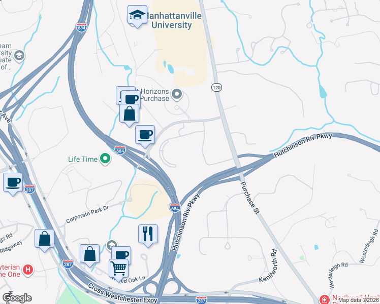 map of restaurants, bars, coffee shops, grocery stores, and more near 2000 Purchase Street in Harrison