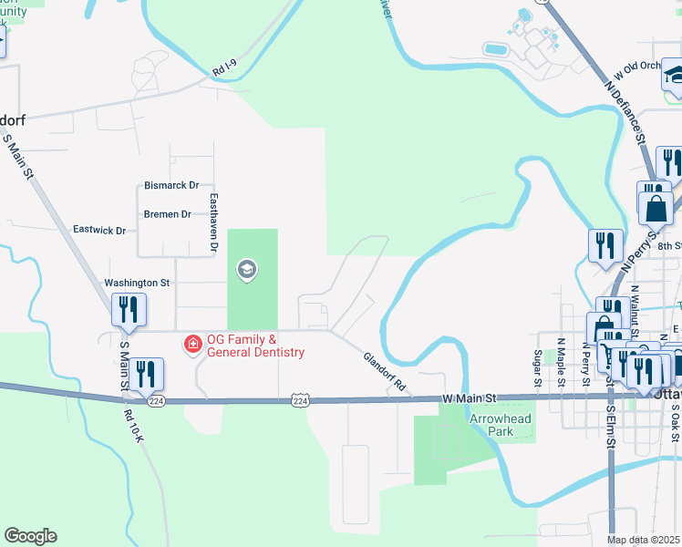 map of restaurants, bars, coffee shops, grocery stores, and more near 235 Riverview Drive in Ottawa