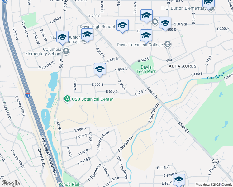 map of restaurants, bars, coffee shops, grocery stores, and more near 271 East 650 South in Kaysville