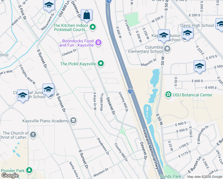 map of restaurants, bars, coffee shops, grocery stores, and more near 442 Country Mill Drive in Kaysville