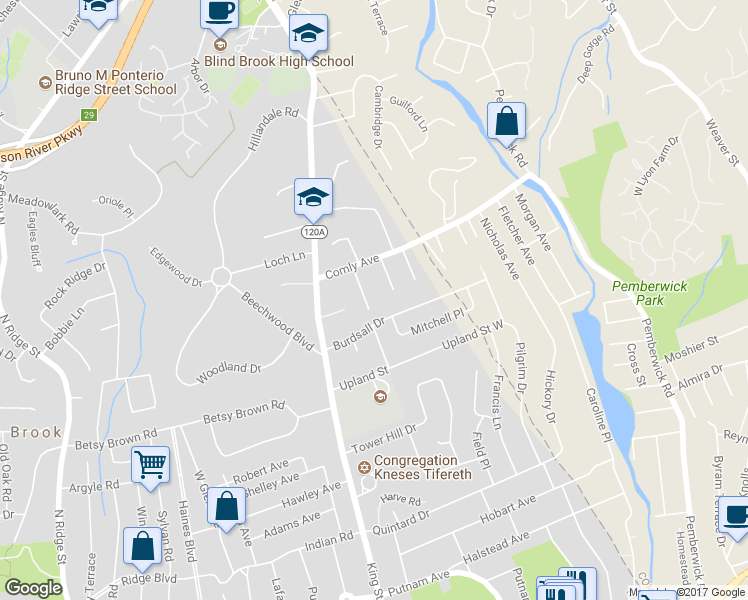 map of restaurants, bars, coffee shops, grocery stores, and more near 9 Castle Landing in Port Chester