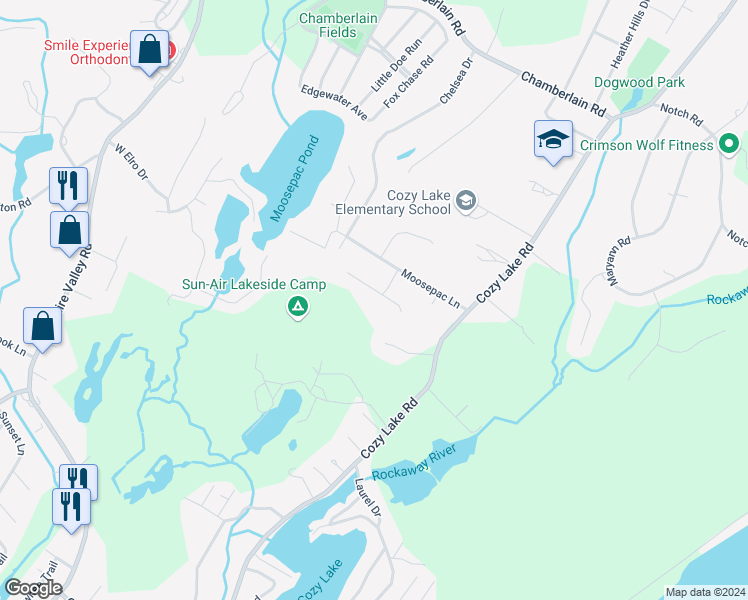 map of restaurants, bars, coffee shops, grocery stores, and more near 3 Park Lane in Jefferson