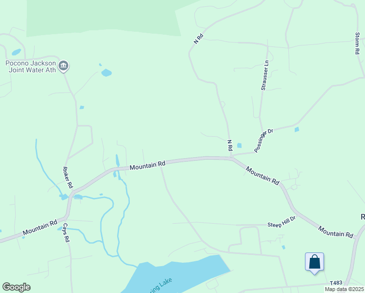 map of restaurants, bars, coffee shops, grocery stores, and more near 2627 Mountain Road in Stroudsburg