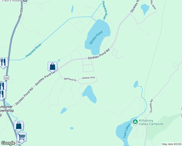 map of restaurants, bars, coffee shops, grocery stores, and more near 4 Hilltop Road in Newton