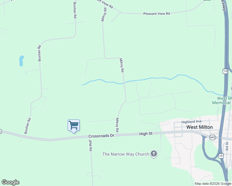 map of restaurants, bars, coffee shops, grocery stores, and more near 305 Milroy Road in New Columbia