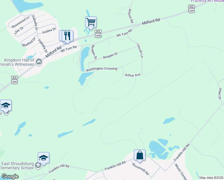 map of restaurants, bars, coffee shops, grocery stores, and more near 715 Kennedy Ct in East Stroudsburg