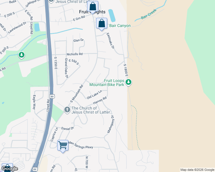 map of restaurants, bars, coffee shops, grocery stores, and more near Vista Drive in Kaysville