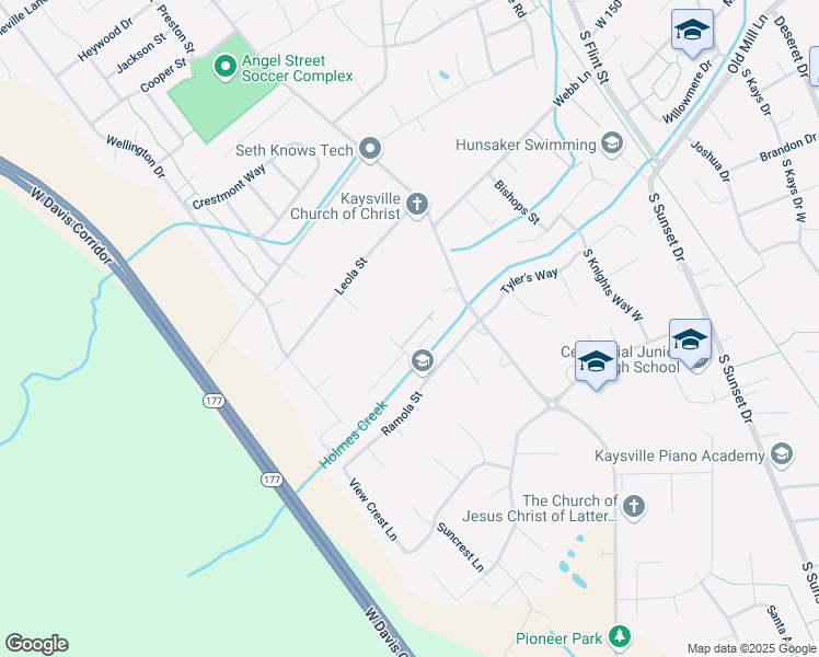 map of restaurants, bars, coffee shops, grocery stores, and more near 1380 Angel Crest Way in Kaysville